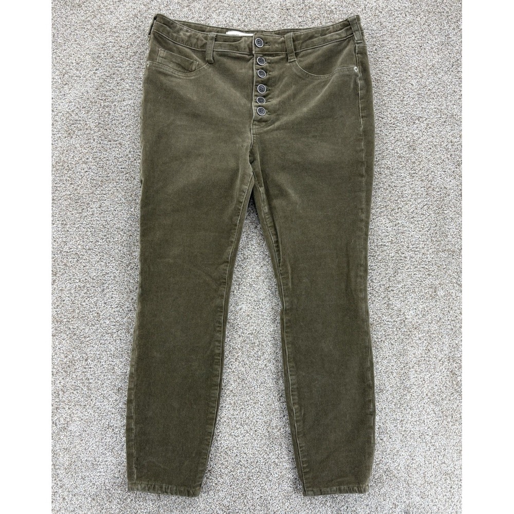 Anthropologie Pilcro High Rise Skinny Crop Women's 31‎ Green Corduroy Button Fly